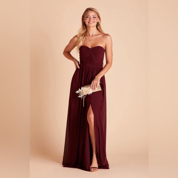 New NWT Birdy Grey “Grace” Convertible Chiffon Gown Maxi Dress Cabernet Burgundy - Picture 6 of 16